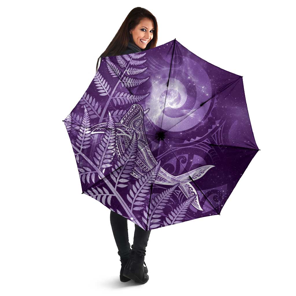 New Zealand Matariki Umbrella Maori Koru With Humpback Whale Purple