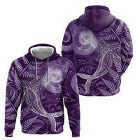 New Zealand Matariki Zip Hoodie Maori Koru With Humpback Whale Purple