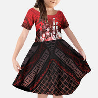 The First King Of Tonga Family Matching Long Sleeve Bodycon Dress and Hawaiian Shirt Tongan Pride LT05 Daughter's Dress Red - Polynesian Pride