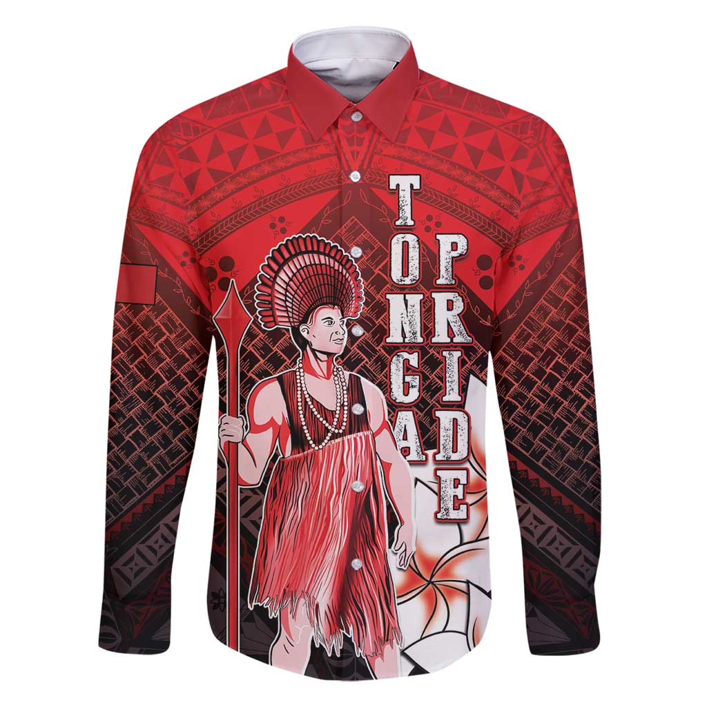 The First King Of Tonga Family Matching Long Sleeve Bodycon Dress and Hawaiian Shirt Tongan Pride LT05 Dad's Shirt - Long Sleeve Red - Polynesian Pride