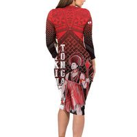 The First King Of Tonga Family Matching Long Sleeve Bodycon Dress and Hawaiian Shirt Tongan Pride LT05 - Polynesian Pride