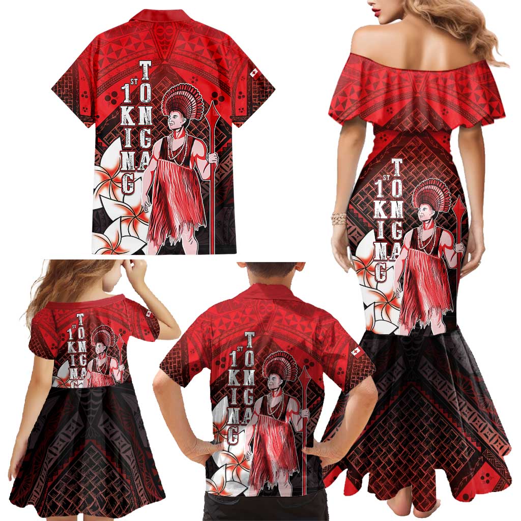 The First King Of Tonga Family Matching Mermaid Dress and Hawaiian Shirt Tongan Pride LT05 - Polynesian Pride
