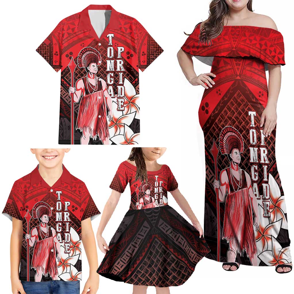 The First King Of Tonga Family Matching Off Shoulder Maxi Dress and Hawaiian Shirt Tongan Pride LT05 - Polynesian Pride