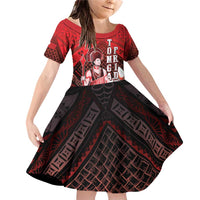 The First King Of Tonga Family Matching Off Shoulder Short Dress and Hawaiian Shirt Tongan Pride LT05 Daughter's Dress Red - Polynesian Pride