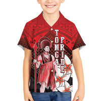 The First King Of Tonga Family Matching Off Shoulder Short Dress and Hawaiian Shirt Tongan Pride LT05 Son's Shirt Red - Polynesian Pride