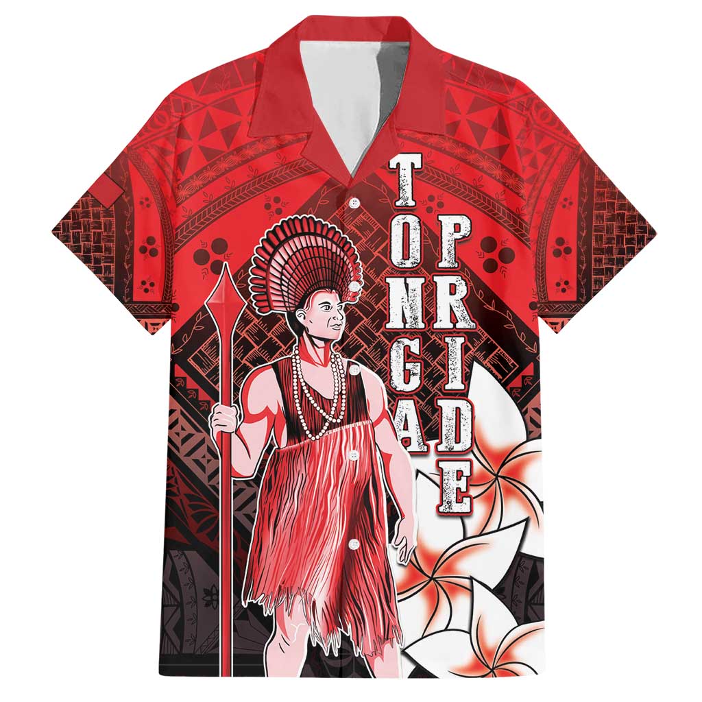The First King Of Tonga Family Matching Short Sleeve Bodycon Dress and Hawaiian Shirt Tongan Pride LT05 Dad's Shirt - Short Sleeve Red - Polynesian Pride