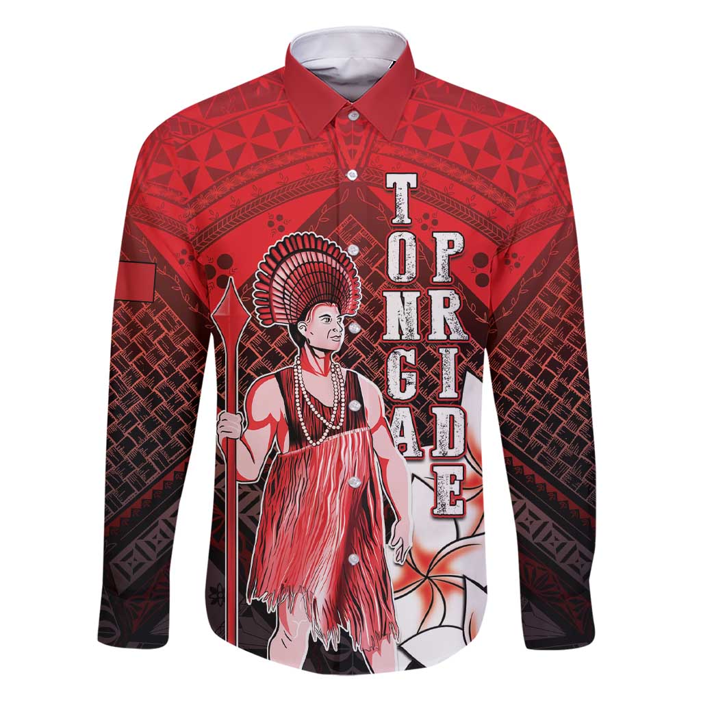 The First King Of Tonga Family Matching Short Sleeve Bodycon Dress and Hawaiian Shirt Tongan Pride LT05 Dad's Shirt - Long Sleeve Red - Polynesian Pride