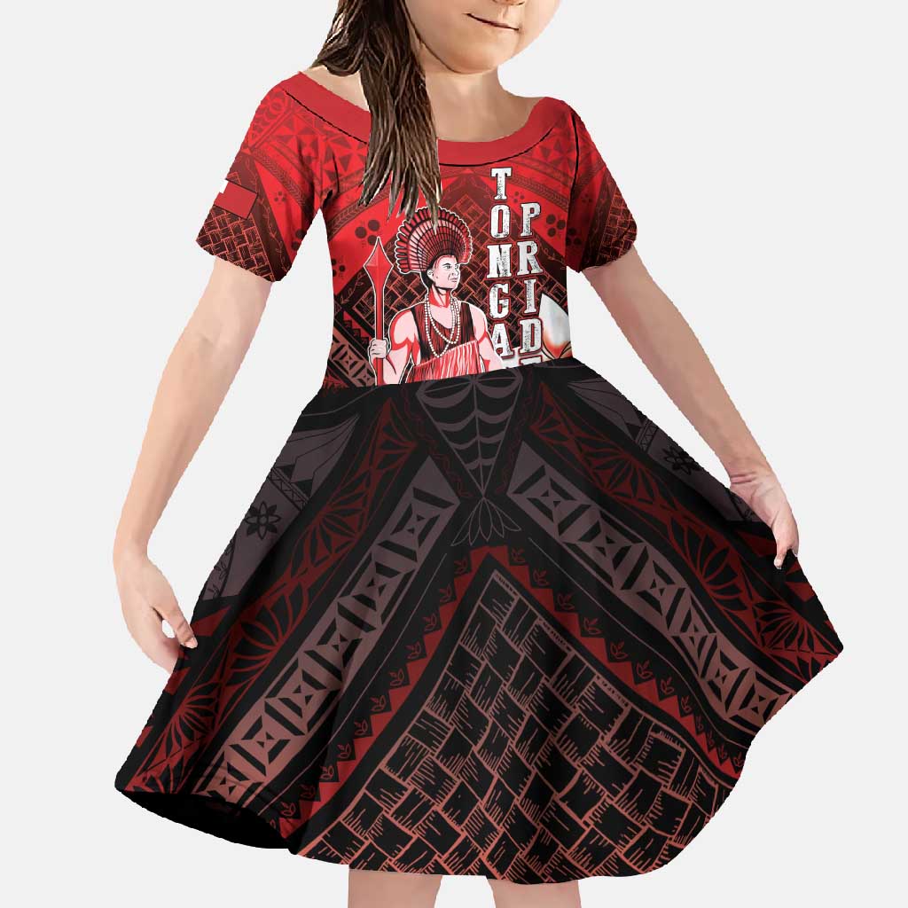 The First King Of Tonga Family Matching Tank Maxi Dress and Hawaiian Shirt Tongan Pride LT05 Daughter's Dress Red - Polynesian Pride