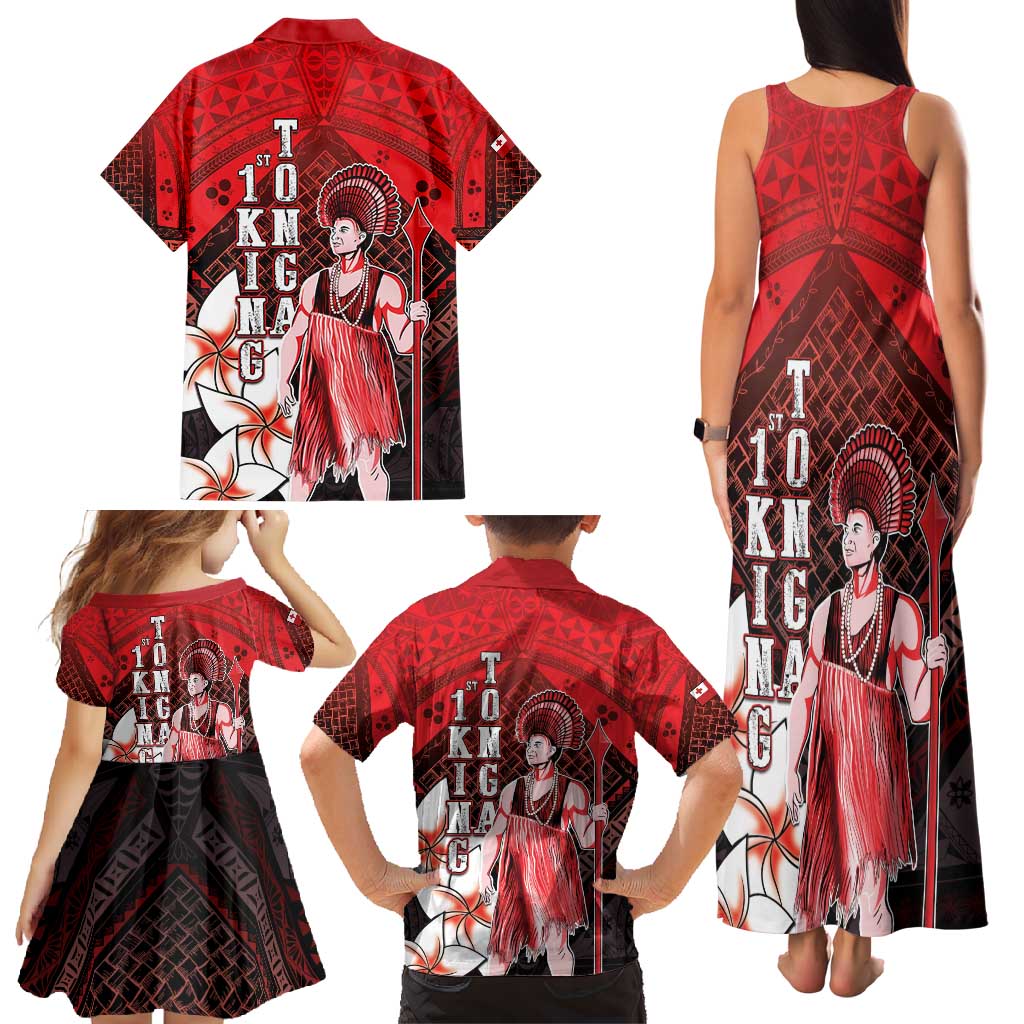The First King Of Tonga Family Matching Tank Maxi Dress and Hawaiian Shirt Tongan Pride LT05 - Polynesian Pride