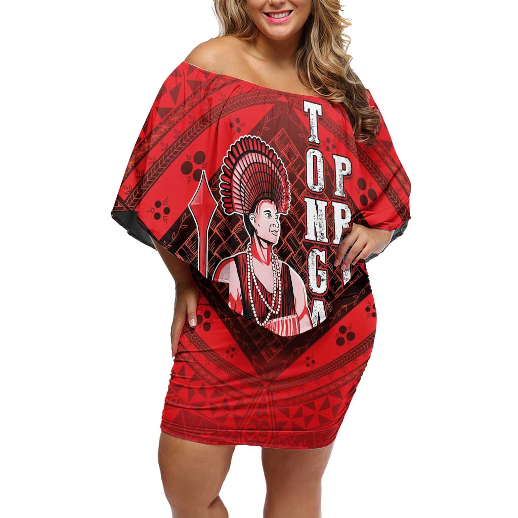 The First King Of Tonga Off Shoulder Short Dress Tongan Pride