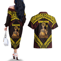 Tonga First King Couples Matching Off The Shoulder Long Sleeve Dress and Hawaiian Shirt Ahoeitu Know Your Roots