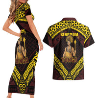 Tonga First King Couples Matching Short Sleeve Bodycon Dress and Hawaiian Shirt Ahoeitu Know Your Roots