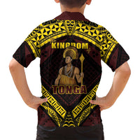 Tonga First King Family Matching Off Shoulder Short Dress and Hawaiian Shirt Ahoeitu Know Your Roots