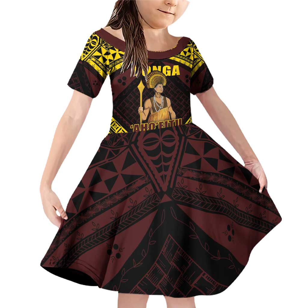 Tonga First King Family Matching Off Shoulder Short Dress and Hawaiian Shirt Ahoeitu Know Your Roots