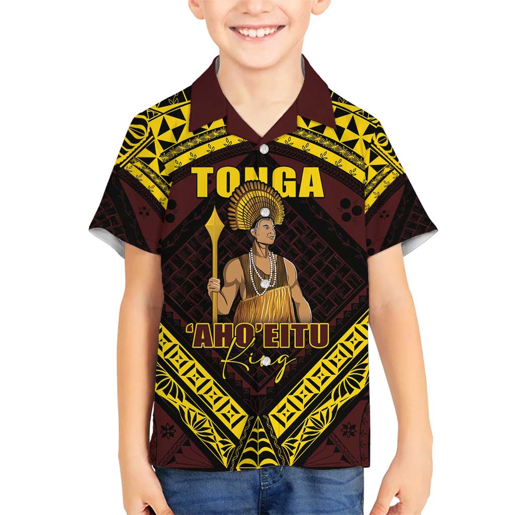 Tonga First King Family Matching Off Shoulder Short Dress and Hawaiian Shirt Ahoeitu Know Your Roots