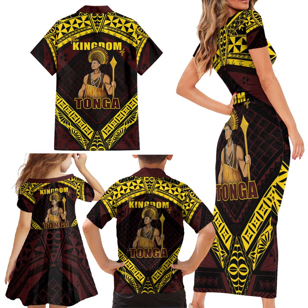Tonga First King Family Matching Short Sleeve Bodycon Dress and Hawaiian Shirt Ahoeitu Know Your Roots