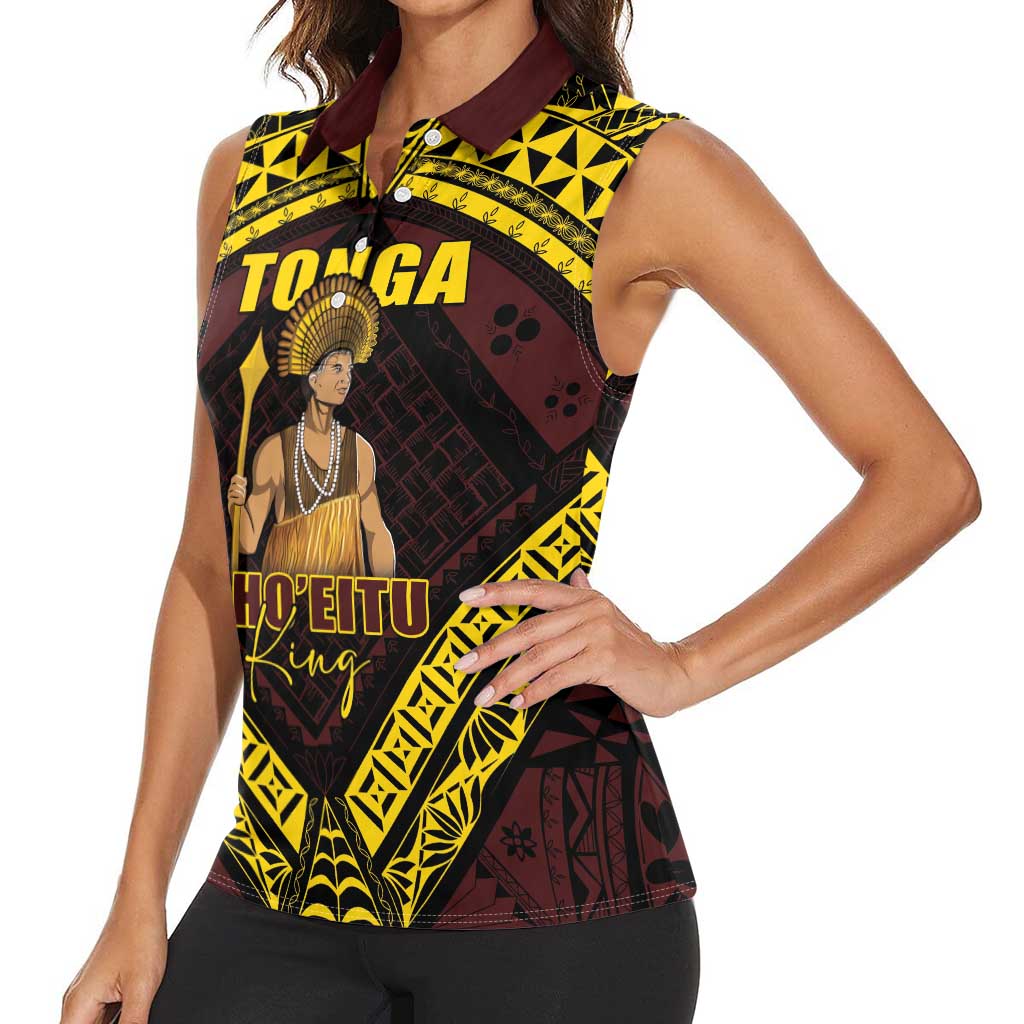 Tonga First King Women Sleeveless Polo Shirt Ahoeitu Know Your Roots