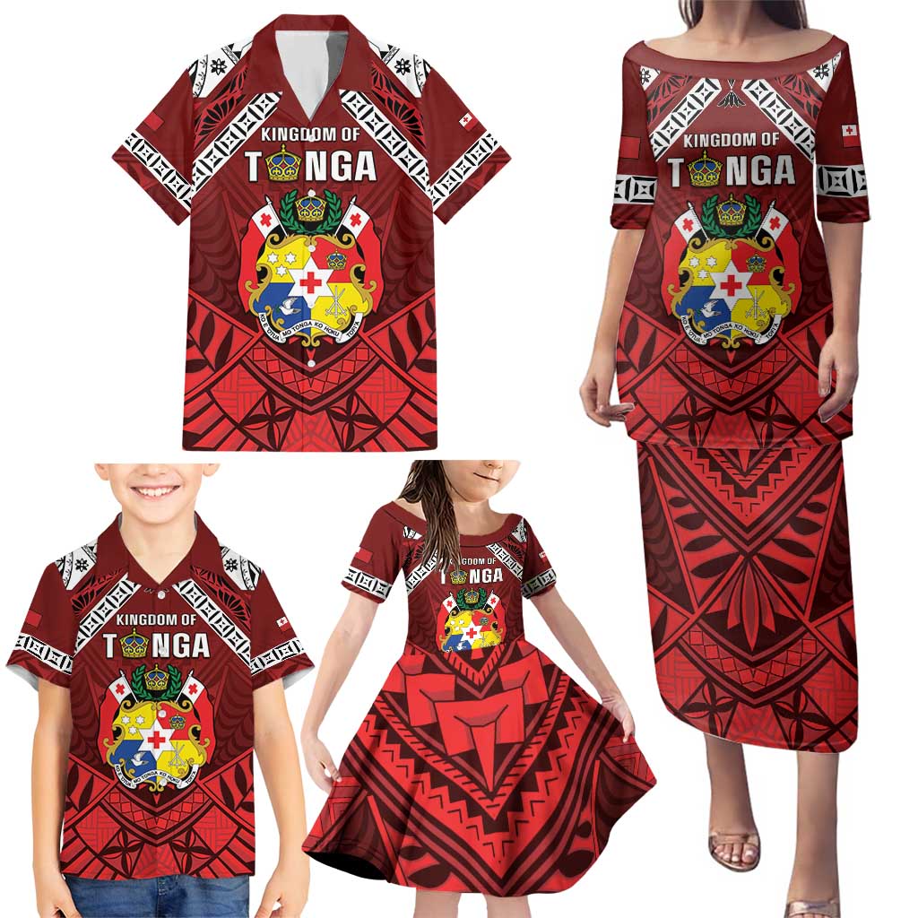 Tonga Emancipation Day Family Matching Puletasi and Hawaiian Shirt Tongan Kupesi Pattern