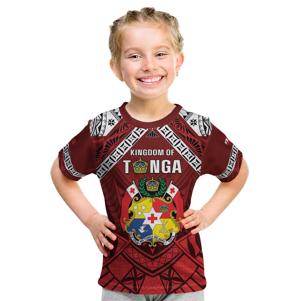Tonga Emancipation Day Kid T Shirt Tongan Kupesi Pattern