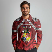 Tonga Emancipation Day Long Sleeve Polo Shirt Tongan Kupesi Pattern