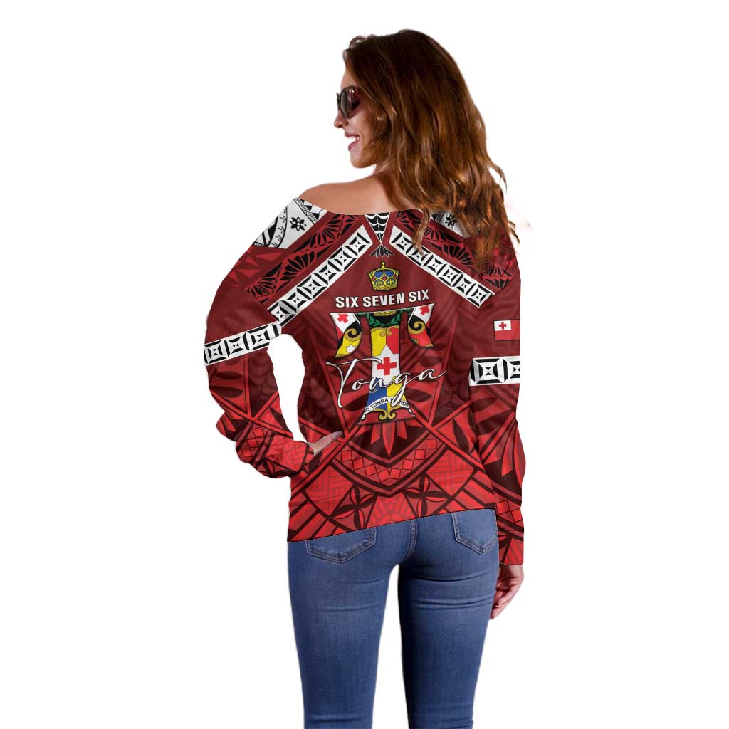 Tonga Emancipation Day Off Shoulder Sweater Tongan Kupesi Pattern