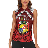 Tonga Emancipation Day Women Sleeveless Polo Shirt Tongan Kupesi Pattern
