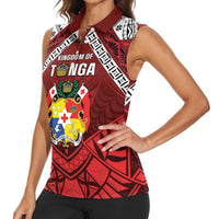Tonga Emancipation Day Women Sleeveless Polo Shirt Tongan Kupesi Pattern