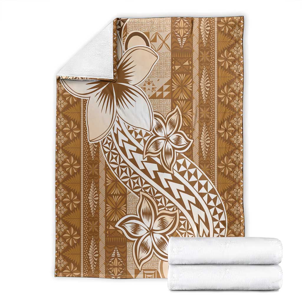 Tonga Kupesi Ngatu Blanket Vintage Brown Plumeria
