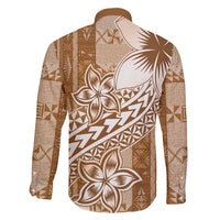 Tonga Kupesi Ngatu Family Matching Tank Maxi Dress and Hawaiian Shirt Vintage Brown Plumeria LT05 - Polynesian Pride
