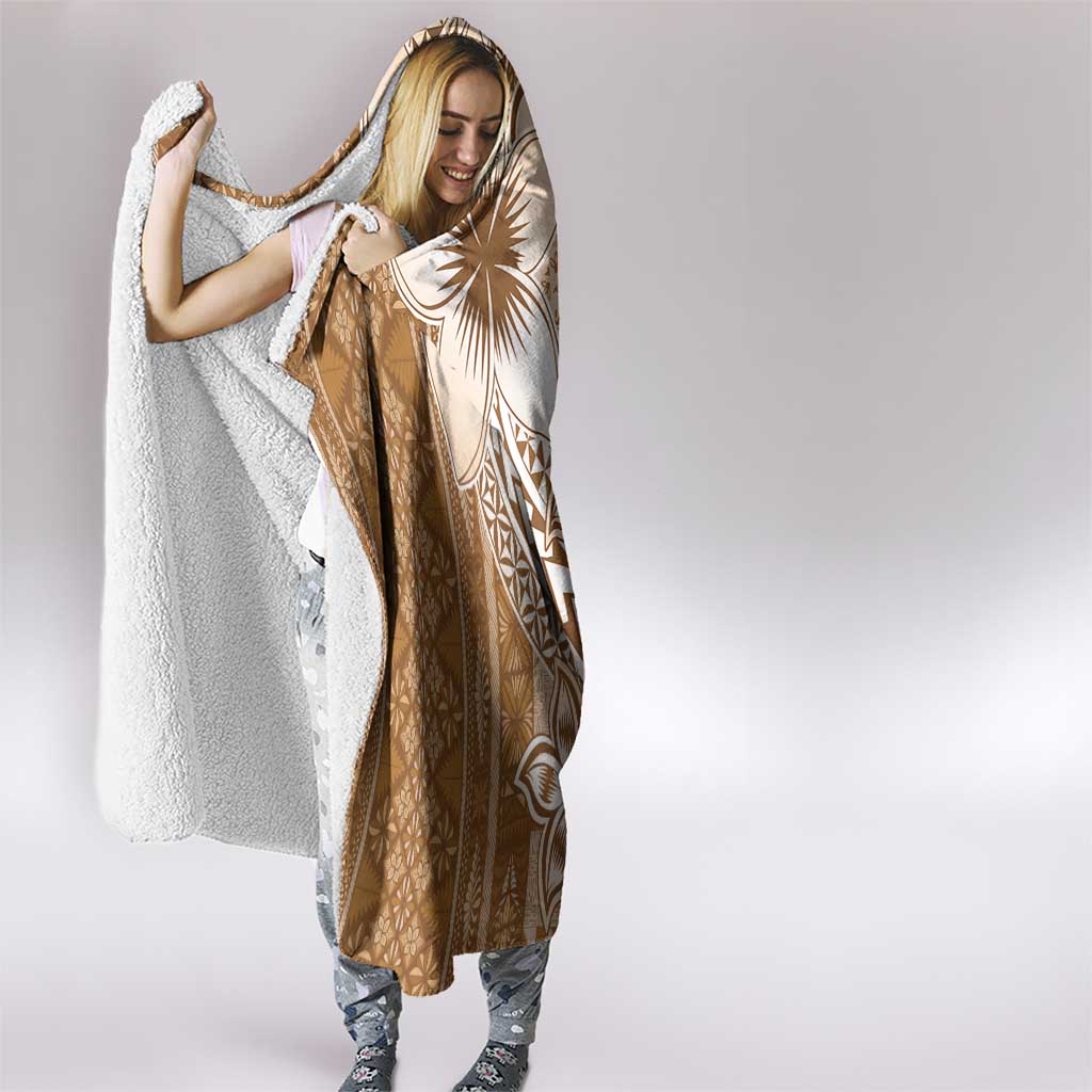 Tonga Kupesi Ngatu Hooded Blanket Vintage Brown Plumeria