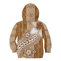 Tonga Kupesi Ngatu Kid Hoodie Vintage Brown Plumeria LT05 - Polynesian Pride