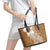 Tonga Kupesi Ngatu Leather Tote Bag Vintage Brown Plumeria