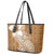 Tonga Kupesi Ngatu Leather Tote Bag Vintage Brown Plumeria