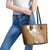 Tonga Kupesi Ngatu Leather Tote Bag Vintage Brown Plumeria