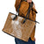 Tonga Kupesi Ngatu Leather Tote Bag Vintage Brown Plumeria