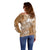 Tonga Kupesi Ngatu Off Shoulder Sweater Vintage Brown Plumeria