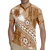 Tonga Kupesi Ngatu Rugby Jersey Vintage Brown Plumeria