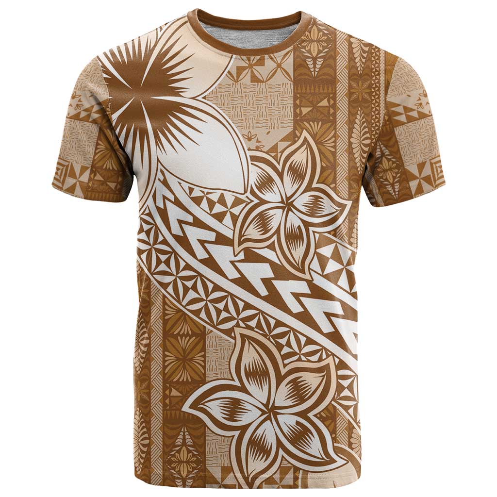 Tonga Kupesi Ngatu T Shirt Vintage Brown Plumeria