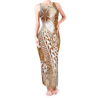 Tonga Kupesi Ngatu Tank Maxi Dress Vintage Brown Plumeria