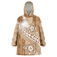 Tonga Kupesi Ngatu Wearable Blanket Hoodie Vintage Brown Plumeria LT05 One Size Brown - Polynesian Pride