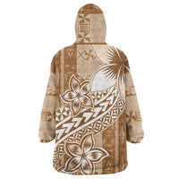 Tonga Kupesi Ngatu Wearable Blanket Hoodie Vintage Brown Plumeria LT05 - Polynesian Pride