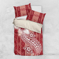 Tonga Kupesi Ngatu Bedding Set Vintage Red Plumeria