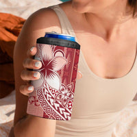 Tonga Kupesi Ngatu 4 in 1 Can Cooler Tumbler Vintage Red Plumeria