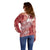Tonga Kupesi Ngatu Off Shoulder Sweater Vintage Red Plumeria
