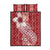 Tonga Kupesi Ngatu Quilt Bed Set Vintage Red Plumeria