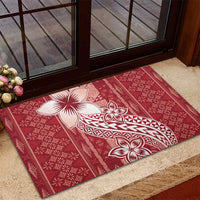 Tonga Kupesi Ngatu Rubber Doormat Vintage Red Plumeria