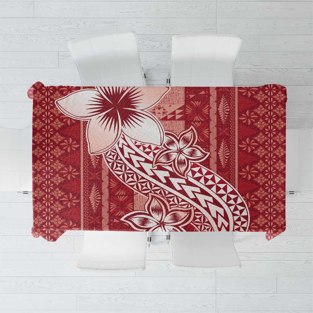 Tonga Kupesi Ngatu Tablecloth Vintage Red Plumeria