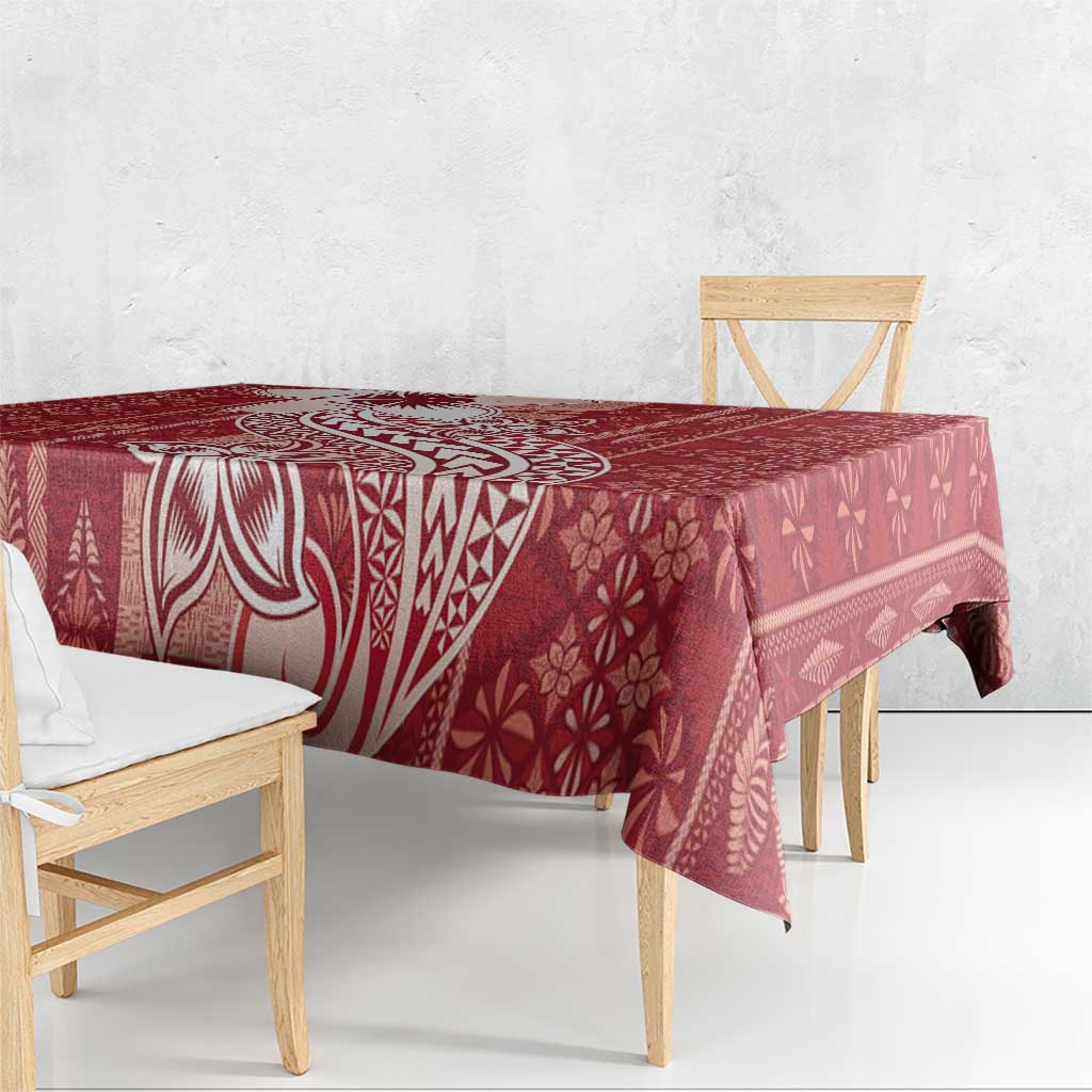 Tonga Kupesi Ngatu Tablecloth Vintage Red Plumeria