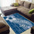 Tonga Kupesi Ngatu Area Rug Vintage Blue Plumeria
