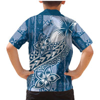 Tonga Kupesi Ngatu Family Matching Mermaid Dress and Hawaiian Shirt Vintage Blue Plumeria LT05 - Polynesian Pride